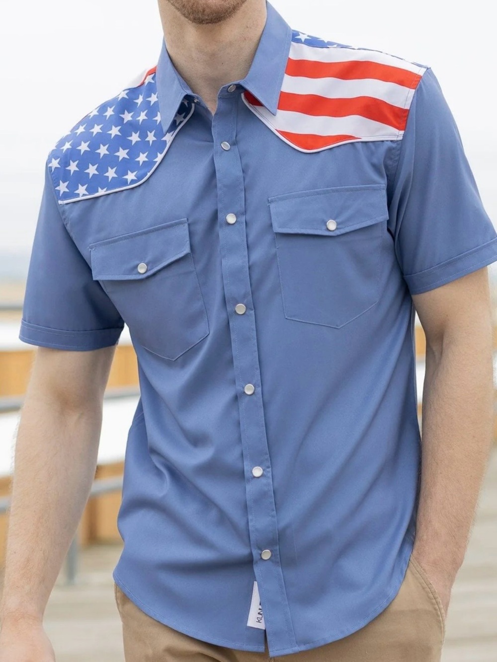 RSVLTS “The Boss” Roper KUNUFLEX Pearl Snap Shirt Flag Yoke